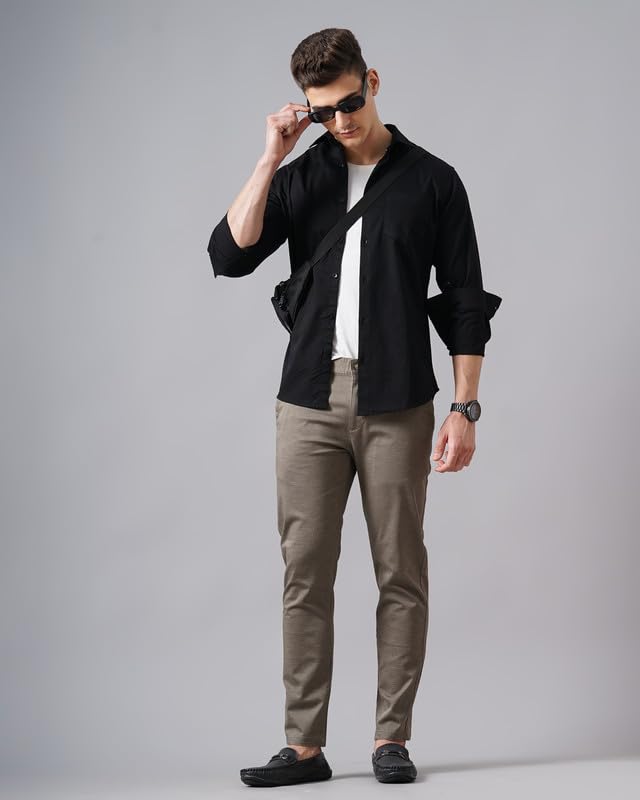 Image of British Club 98% Cotton, 2% Elastane Men's Slim Fit Low-Rise Chinos | Modern Design | Stretch Fabric for Comfort | Versatile for Casual and Semi-Formal Occasions | Durable Brown