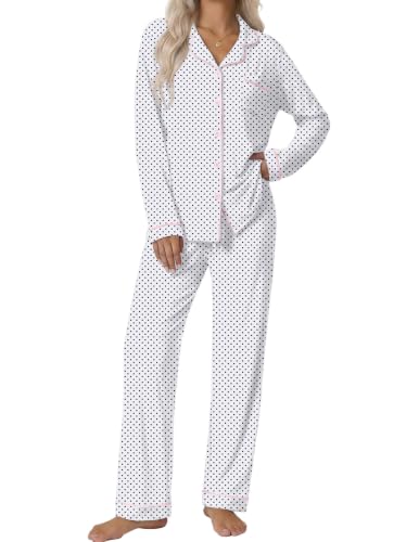 Image of Ekouaer Pajamas Womens Long Sleeve Sleepwear Button Down Loungewear Pjs Set