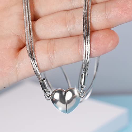 Heart Necklace For Teen Girls,Y2K Magnetic Necklace Jewelry For Taylor Concert Outfits,Silver Necklace Big Heart Puffy Pendant As Teen Girl Gift On Birthday, Dainty Heart Necklaces For Women Jewelry #TOP5