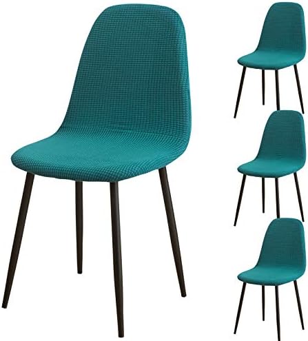 Shell Chair Slipcover Dining Chair Covers Pack of 4,Stretch Removable Jacquard Lounge Corner Armless Chair Covers for Dining Room,Kitchen,Bedroom,Living Room(Teal) 