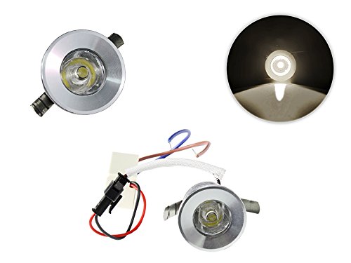 Vetrineinrete® Faretto led ad incasso 1 watt mini spot punto luce tondo luce bianca 6500k calda 3000k naturale 4000k verde blu rossa driver 220v con bordo argento (Luce naturale 4000k) F9