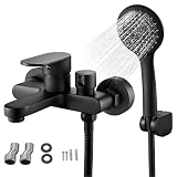 Rubinetto per Vasca con Doccetta,Monocomando 3 funzioni Esterno Bagno Miscelatore con Flessibile Doccia in Acciaio Inox da 1,5 m Accessori Supporto-Cromato