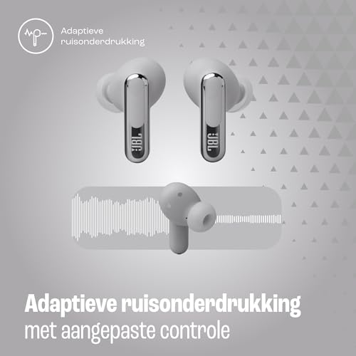 JBL Live Beam 3, Draadloze oordopjes met Bluetooth, 48 uur batterijduur, True Adaptive Noise Cancelling en Hoogwaardig JBL Signature Geluid, IP55 Waterproof, Closed-Back Stick Ontwerp, Zilver - Afbeelding 6