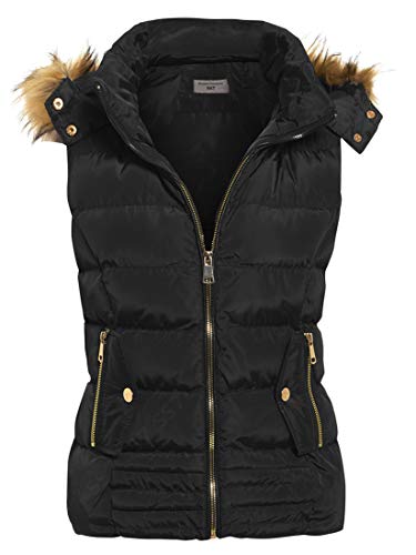 SS7 Nuevas Mujeres Pelo sintético Chaleco, Color Azul Marino, Color Negro, tamaño 8  14, Mujer, Color Negro, tamaño 36