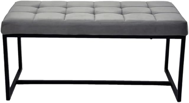 New York Plush Velvet Grey Bench With Black Metal Sturdy Metal Frame For Dining Room Office Living Room Bedroom Easy To Assemble Give Airy And Spacy To Your Home Decor Grey