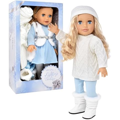 18 Inch Girl Doll with Clothes Set in Gift Box, Fashion Doll with Beautiful Long Blond Hair Blue Eyes with 2 Outfits, Boots and Accessories Princess Doll for Girls and Kids Cover