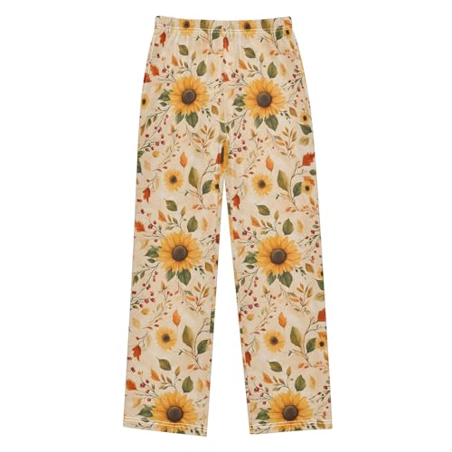 Pajama Pants Lounge Sleep PJ Bottoms Sleepwear Elastic Waist Drawstring S Watercolor Sunflower
