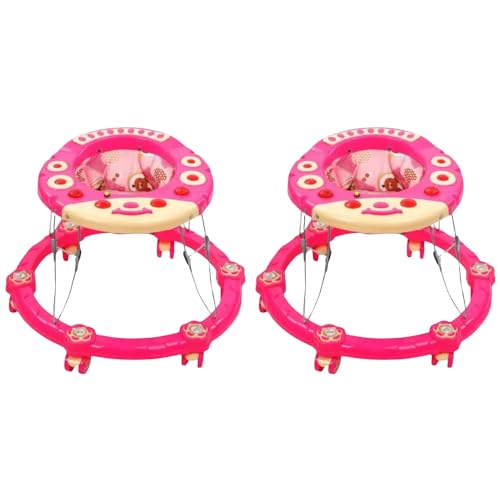 Little Foot Baby Products Musical Activity Baby Walker with Musical Toy Bar Rattles and Activity Toys  (Pink) | Pack of 2