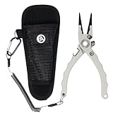 Black Anchor Elite Aluminum Fishing Pliers 7.5' Saltwater Resistant Anodization, Mono, Fluoro & Braid Line Cutters, Nylon Sheath with Stainless Steel Belt Clip