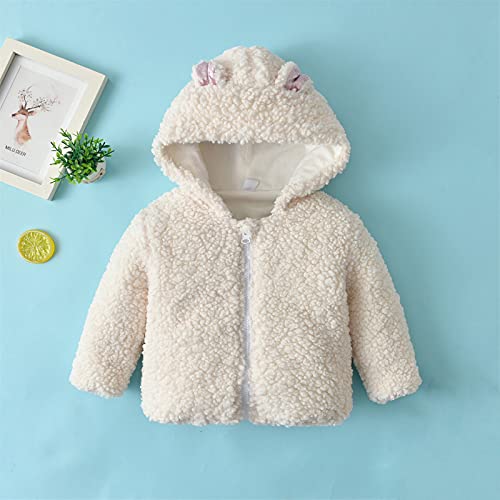 Fleece Sherpa Full Zip Coat for Baby Girls Hooded Ears Shape Solid Color Plush Jacket Toddler Girls Thick Warm Clothes4