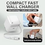 Nimble Wally Stretch 65W Retractable Wall Charger, 2ft USB-C Cable, White - Image 5