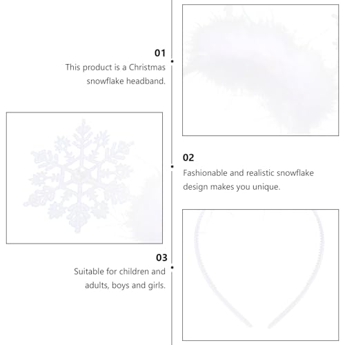 Uonlytech 2pcs Snowflake Headband Christmas Hairbands Snowflakes Hairhoop Cute Xmas Headbands Christmas Hair Accessories for women - Image 4