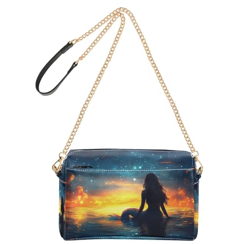 Crossbody Bag for Women Mermaid Sea Sunset Vegan Leather Shoulder Handbag with Strap Crossover Sling Backpack Ladies Purse Fashion Satchel2