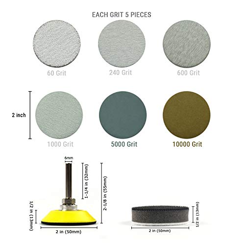 image for POLIWELL 2-Inch Multiple Grits Aluminum Oxide Wet/Dry Hook and Loop Sa