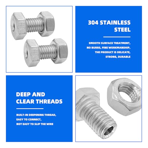 Image of 15pcs Hollow External Hexagon Screw, M6 /M8 /M10 Cylindrical Hollow Bolt, 304 Stainless Steel Lamp Threading Screws Through Hole Bolt with Nut, Screw Length:16mm
