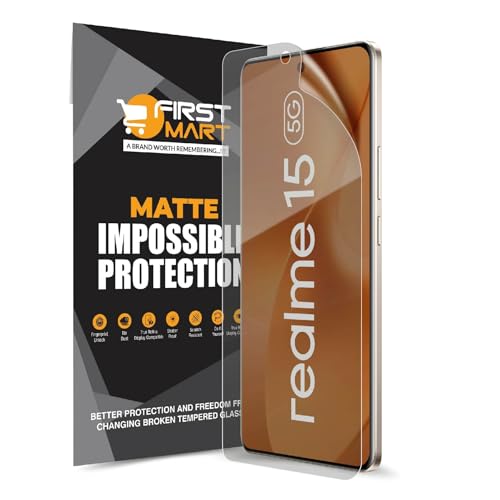 Image of FIRST MART Matte Screen Protector for Realme 15 - TPU Anti-Glare Protection, Fingerprint Working, Bubble-Free, Edge to Edge Coverage [ 1 Pack]