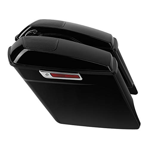 Alforjas rígidas estiradas de 5 pulgadas con tapas para parlantes de 6x9 pulgadas, color negro intenso, para Harley Touring 2014-2024 miniatura 2