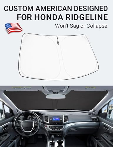 Image of Proadsy 2026 Upgrade Windshield Sun Shade Custom Fit Honda Ridgeline 2017-2025 2026 4-Layer Foldable Front Sunshade Protector Sun Visor Blocks UV Rays Keep Car Cooler