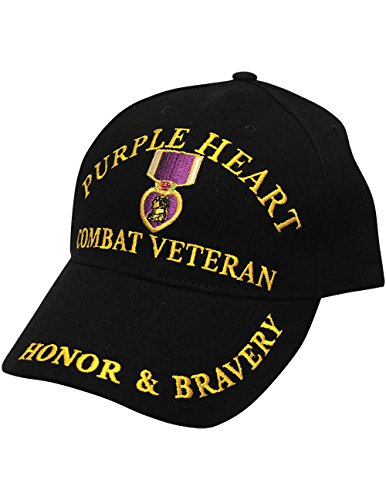 Purple Heart Combat Veteran Embroidered Cap