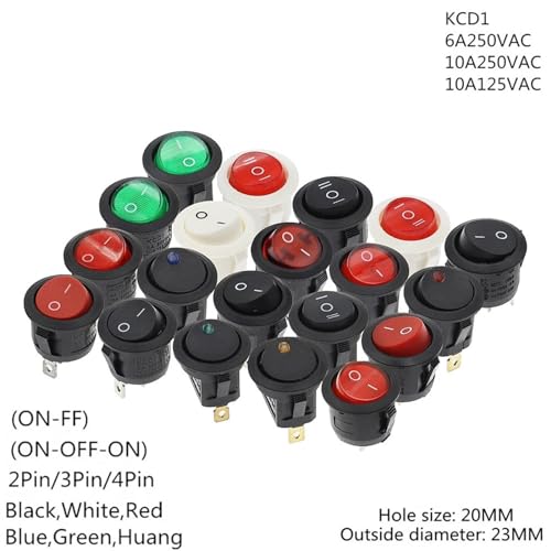 Interruptor basculante LED para salpicadero de coche y furgoneta camperizada en ruta 20mm 3
