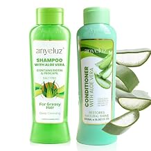 ANYELUZ Aloe Vera Shampoo and Conditioner Set, With Biotin, Provides Strength and Vitality to your Hair, Removes Excess Oil and Residues, for All Hair Types