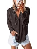 NEKOSI Women Deep V Neck Pullover Loose Friends Sweatshirt Hoodie Coffee Large