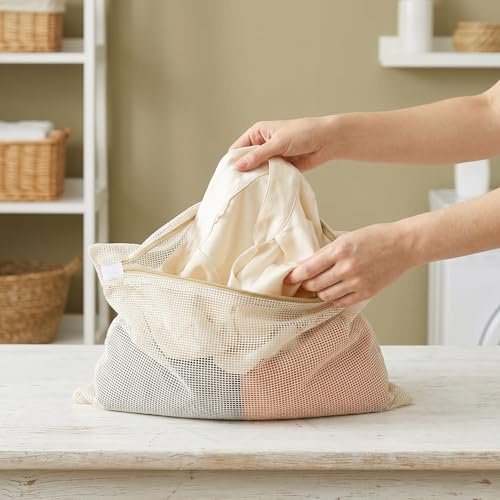 Bolsas de malla de algodón con cierre resistente iplusmile para proteger ropa delicada en lavado 7