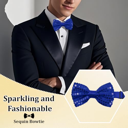 Image of Sequin Bow Ties for Men, Sparkling Mens Bow Tie for Prom Recital | 4.33 inch x 2.75 inch, Pre-tied Men's Bow Tie, Adjustable Strap, Shiny Sequin Surface, Assorted Versatile Hues, for Festival Party