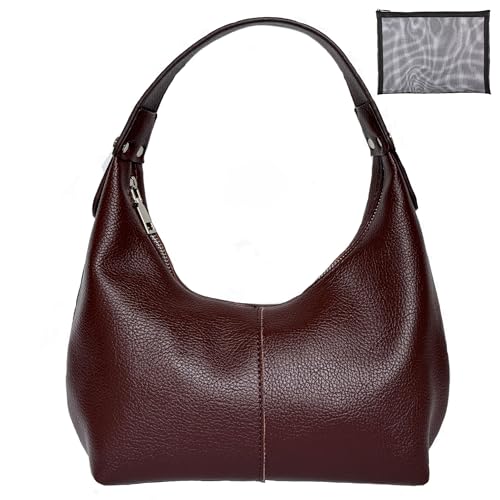 Image of Hobo Women's PU Leather Shoulder Tote Clutch Crescent Slouchy Bag with Zipper Closure and Top Handle