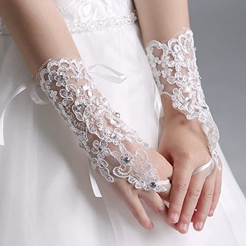 Little Girls Short Princess Costume Formal Bows Gloves princess gloves for girls gloves for kids, 3-white/Diamonds2