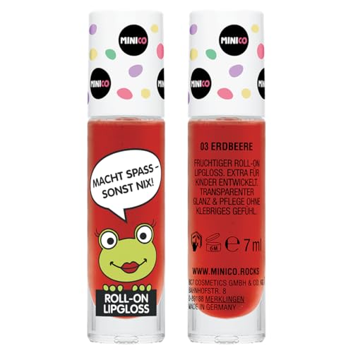 8. Bild von MINICO Premium Lipgloss Roll-On für Mädchen Erdbeere Aroma, natürliche Inhaltsstoffe, sehr gut verträglich, speziell für Kinder, naturbasiert Farbstoffen, dermatologisch getestet
