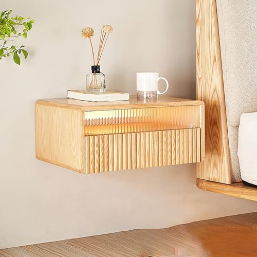 Mesita de noche flotante con cajones, mesita de noche montada en la pared para espacios pequeños, muebles de dormitorio que ahorran espacio