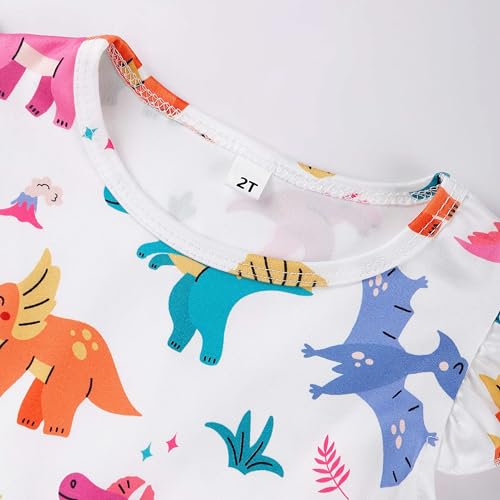 Image of Girls Summer Outfits Toddler Baby Girls Short Sets 2 Piece Clothing Set Flutter Sleeve Shirt and Short 2-7 Years