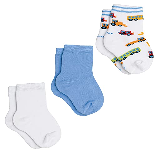 Kit 3 Pares Meia, Lupo, Bebê-meninos, Branca/Branca/Azul, 20 a 23