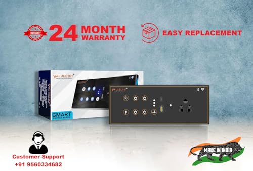 Image of i380 6 modular Smart Wifi Switch Board with 4 Switch,1 Fan,1 Socket, C & A type USB charging ports| App Control, Voice-controlled by Alexa, G. Home, G. Assistant-D.Grey