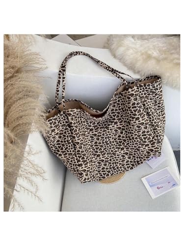 Image of MakeMeChic Women's Leopard Tote Bag Cheetah Oversize Shoulder Bag Weekender Bag