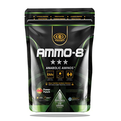 Advanced Genetics AMMO-8 Essential Amino Acids, #1 Selling EAA Formula – Sparks Protein Synthesis Halts Muscle Breakdown, and More – Fruit Punch Flavor (30 Servings)