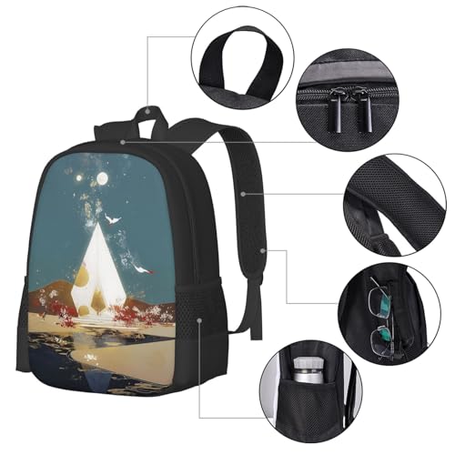 Stylish Unisex 17 Inch Backpack Moon Crane Pyramid Lake Spacious Compartments for Work Essentials Casual Outings & Trips4