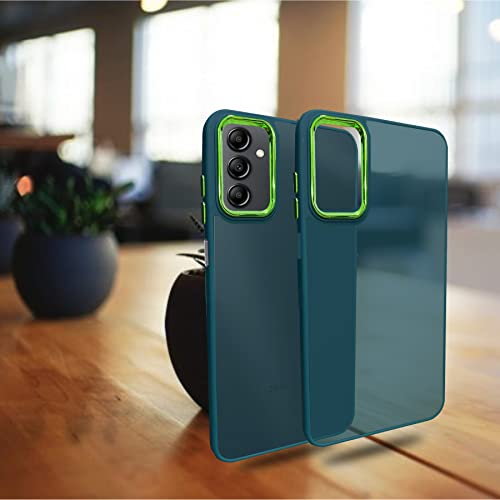 Image of A rtistque Frosted Translucent Back Cover Case for Samsung Galaxy A14 5G | Electroplated Chrome Ring | Raised Camera Edges for Protection | Smooth Sides TPU| Samsung A14 5G Back Cover - Green