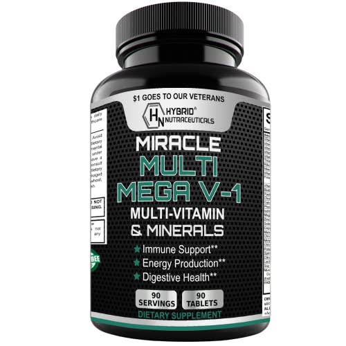 Mega V-1 Multi-Vitamin, Superfood & Minerals - Daily Multivitamin With Probiotics, Digestive Enzyme, Mushroom Complex For Heart Health, Immune Support, Energy & Stamina - 90 Tablets #TOP22