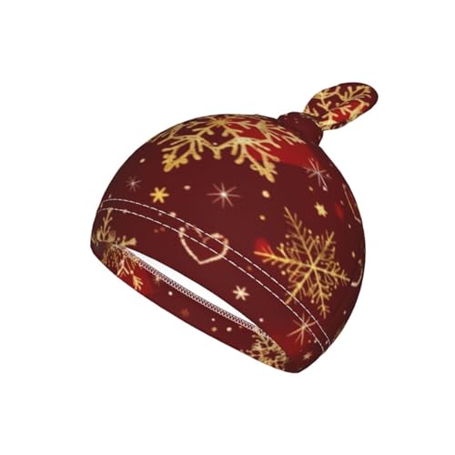 Image of Red and Gold Christmas Snowflake Heart Swaddle Blanket with Beanie Hat Set Newborn Swaddle Wrap Soft Baby Receiving Blankets Baby Swaddle Blanket for Baby Boys and Girls