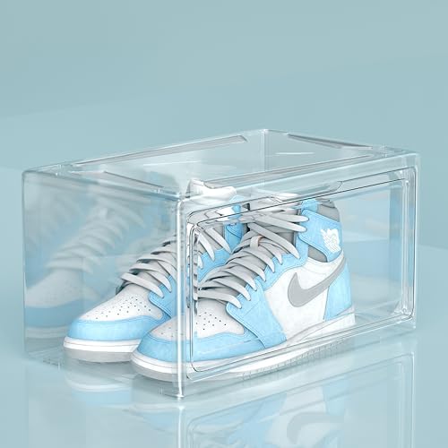 Lifelong Shoe Storage Organizer Box | Clear Plastic Stackable Sneaker Container Bins | Foldable Shoe Boxes for Closet & Shelf | Space-Saving Transparent Shoe Organizer for Men & Women’s Footwear