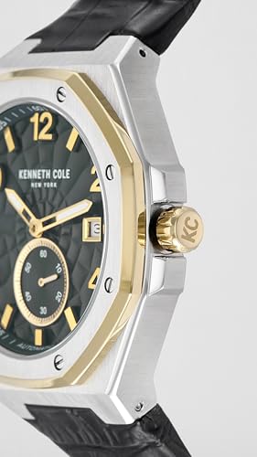 Image of Kenneth Cole Green Dial Automatic Leather Strap Watch for Men