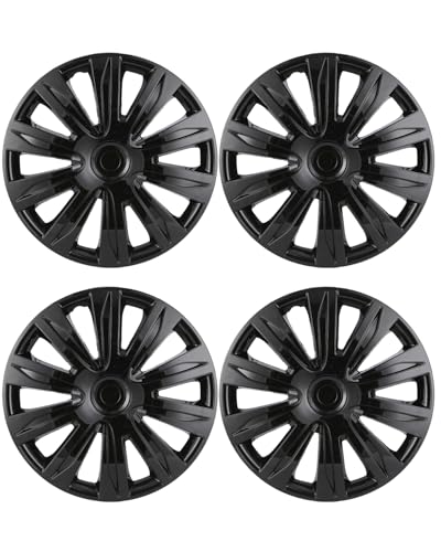 Image of ABX Hubcap Wheel Covers Hub Caps 16 Inch Set of 4 Black Universal Wheel Rim Cover R16 Stylish Car Decor Wheel Covers
