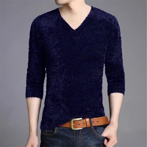 Men's V-Neck Jumper Plus Size Casual Streetwear Long Sleeve Sweater Winter Fall Clothing Tops4