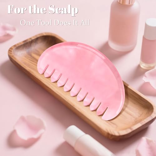 Peine Gua Sha de Cuarzo Rosa para Masajes miniatura 2