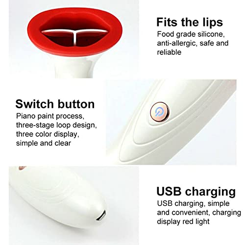 1PC Silicone Electric Lip Plumper Device Care Tool Fuller Lips Enhancer Plump Sexy Lips Increase Gloss Plumping Lip Full Lips Simple Sugars Skin Care (White, One Size) - Image 8