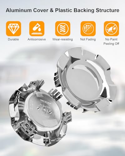 4 Pcs Polished Aluminum Wheel Center Caps Hubcap Cover Compatible with Chevrolet Silverado Avalanche Suburban Tahoe 2007-2014 Hubcap Cover (20\" 5-Spoke Wheels Only) Replace 9596007 9595152