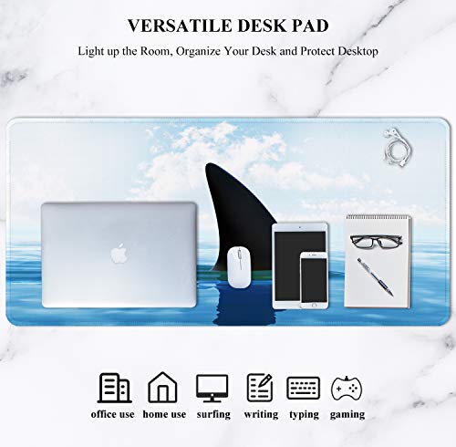 Image of Auhoahsil Large Gaming Mouse Pad, XXL 35.4 x 15.7 in Desk Mat, Shark