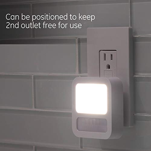Ge Led Motion Sensor Night Light, 20 Lumens, Dusk-To-Dawn, Ul-Certified, Modern, Ideal Nightlight For Living Room, Bathroom, Bedroom, Nursery, 40865, White, 1 Pack #TOP4